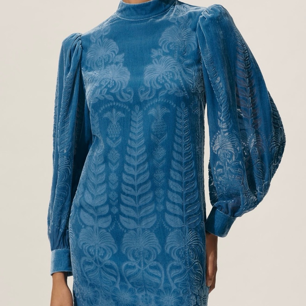 FARM Rio Blue Velvet Backless Dress - Picture 3 of 11